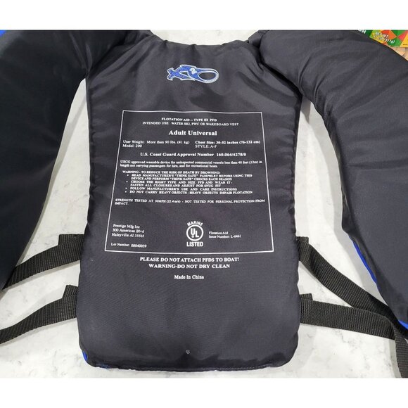 K2O Adult Universal Life Jacket Flotation Aid Vest Type III PFD Size 30-52 in - Picture 3 of 5